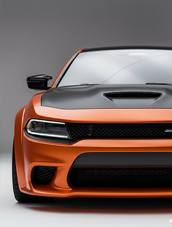 Car with a custom carbon fiber hood wrap